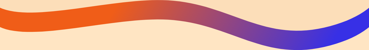 Decorative horizontal wavy line with color gradient ranging from orange to purple to blue