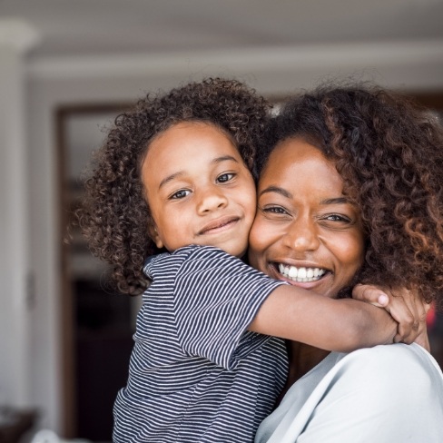 Smiling mother and child