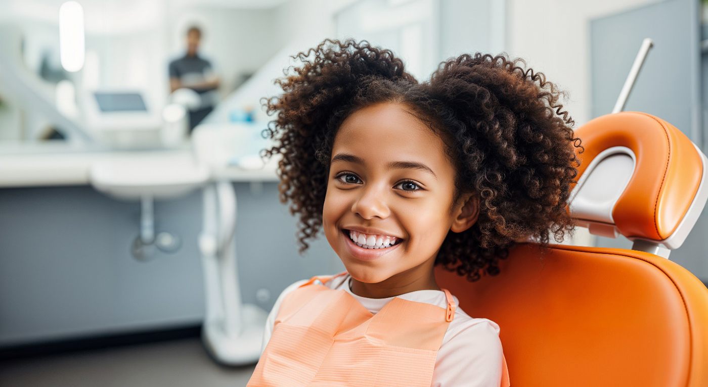 dentist demonstrating brushing to a child