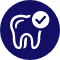 Animated tooth with checkmark representing preventive dentistry