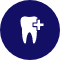 Animated tooth with cross representing emergency dentistry